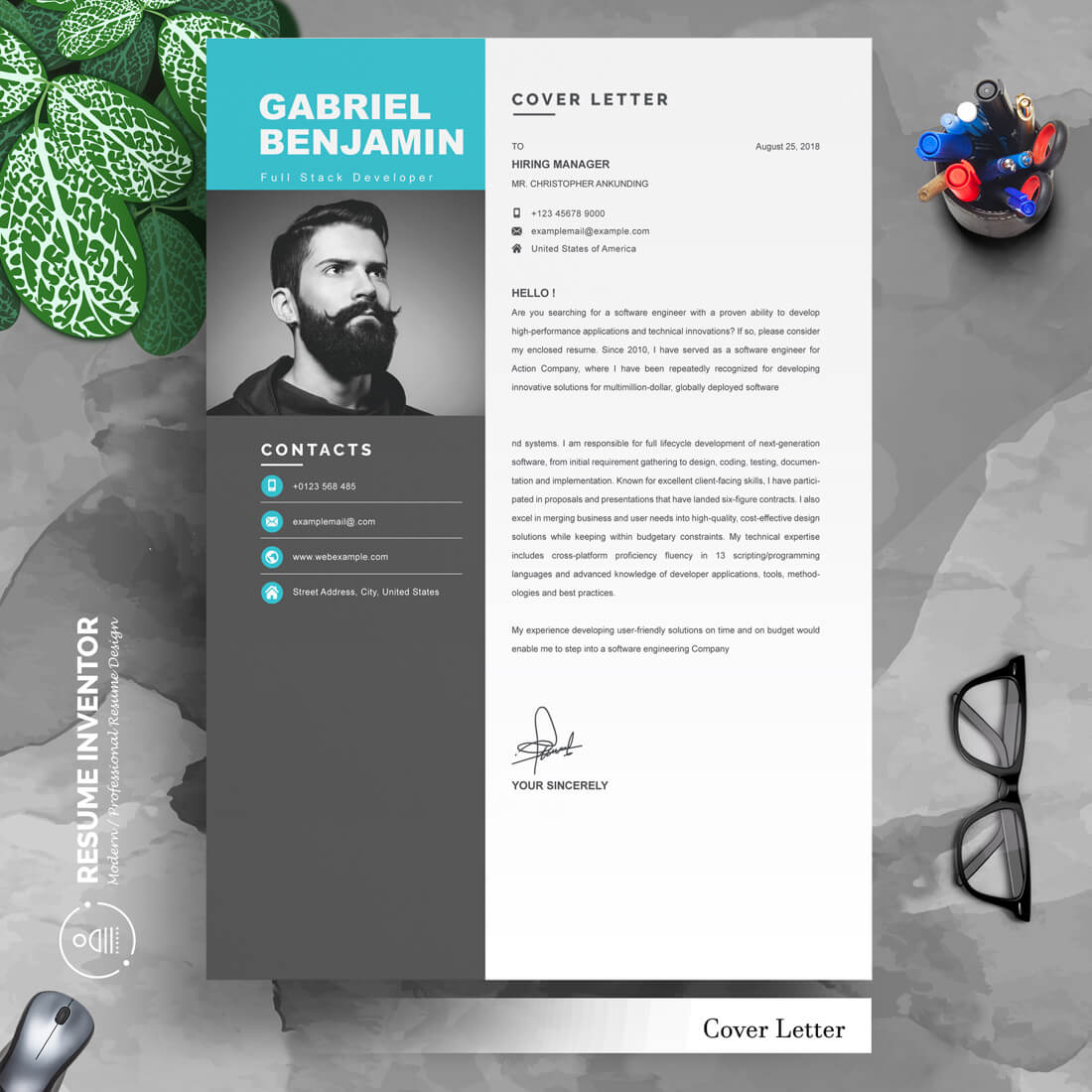 03 3 pages professional ms word aple pages eps photoshop psd resume cv design template design by resume inventor 407