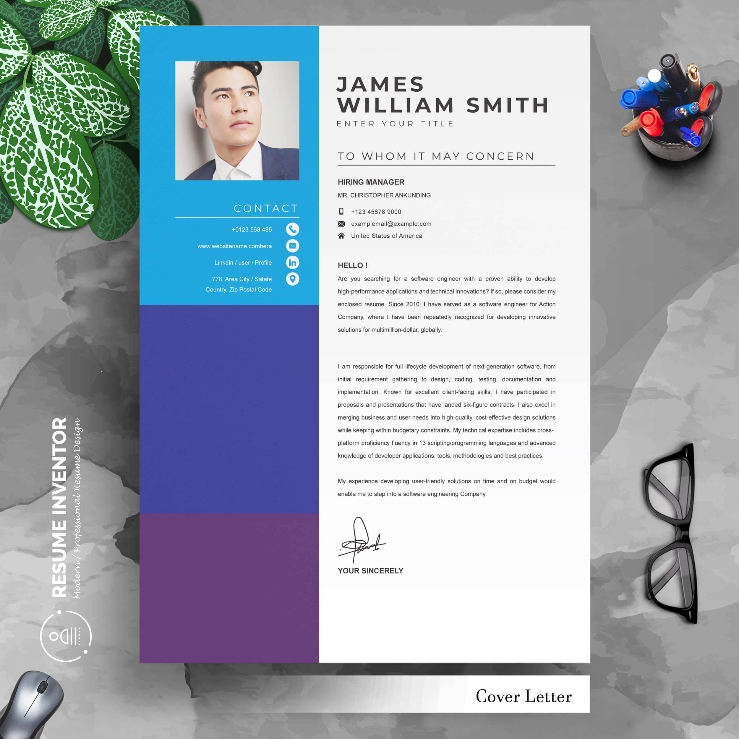 03 3 pages professional ms word aple pages eps photoshop psd resume cv design template design by resume inventor 67