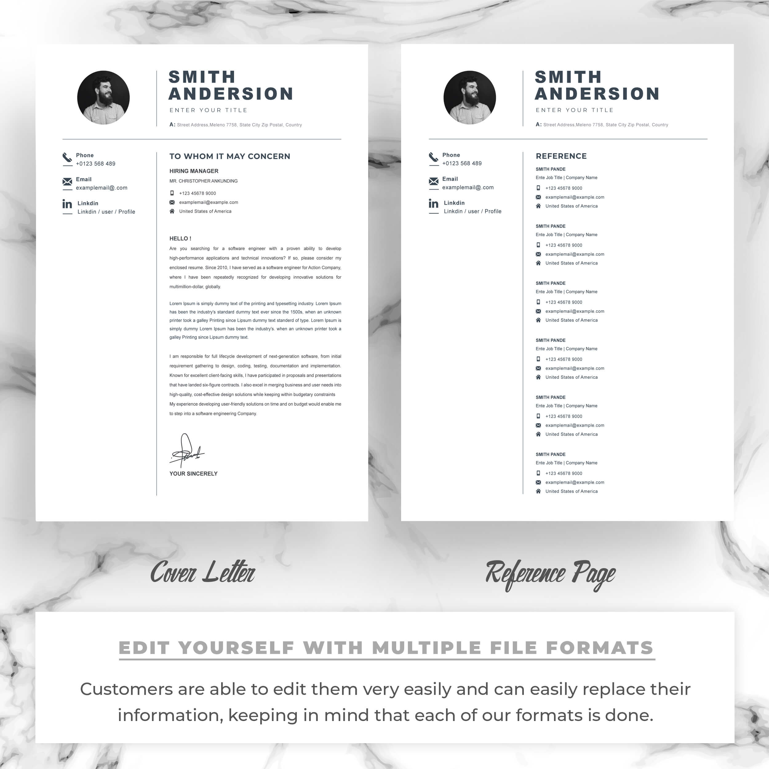 Clean Professional Resume Template | Resume Templates Photoshop preview image.