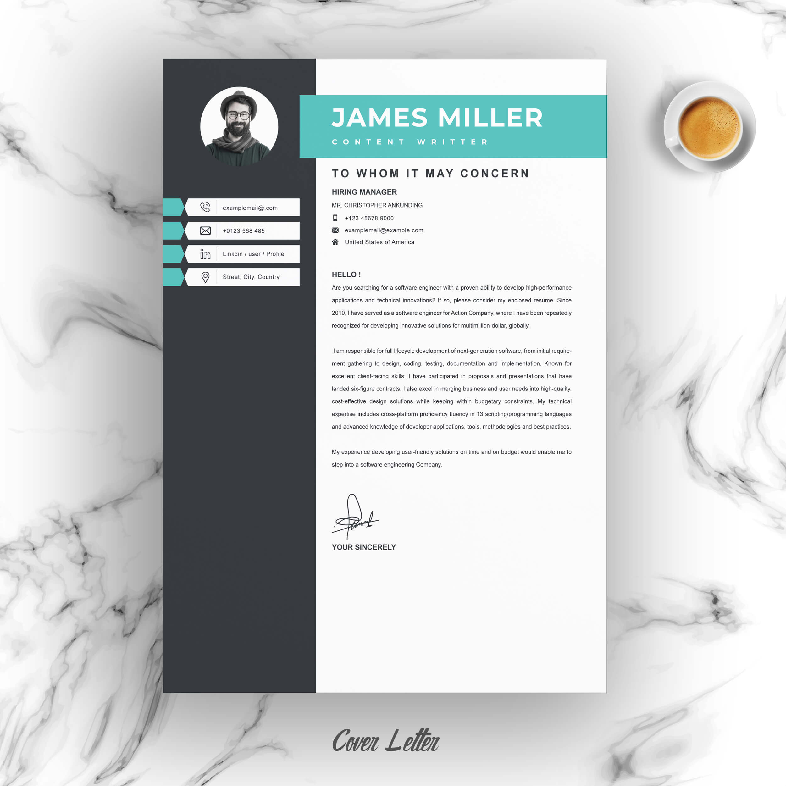 04 resume cover letter page free resume design template 4 191