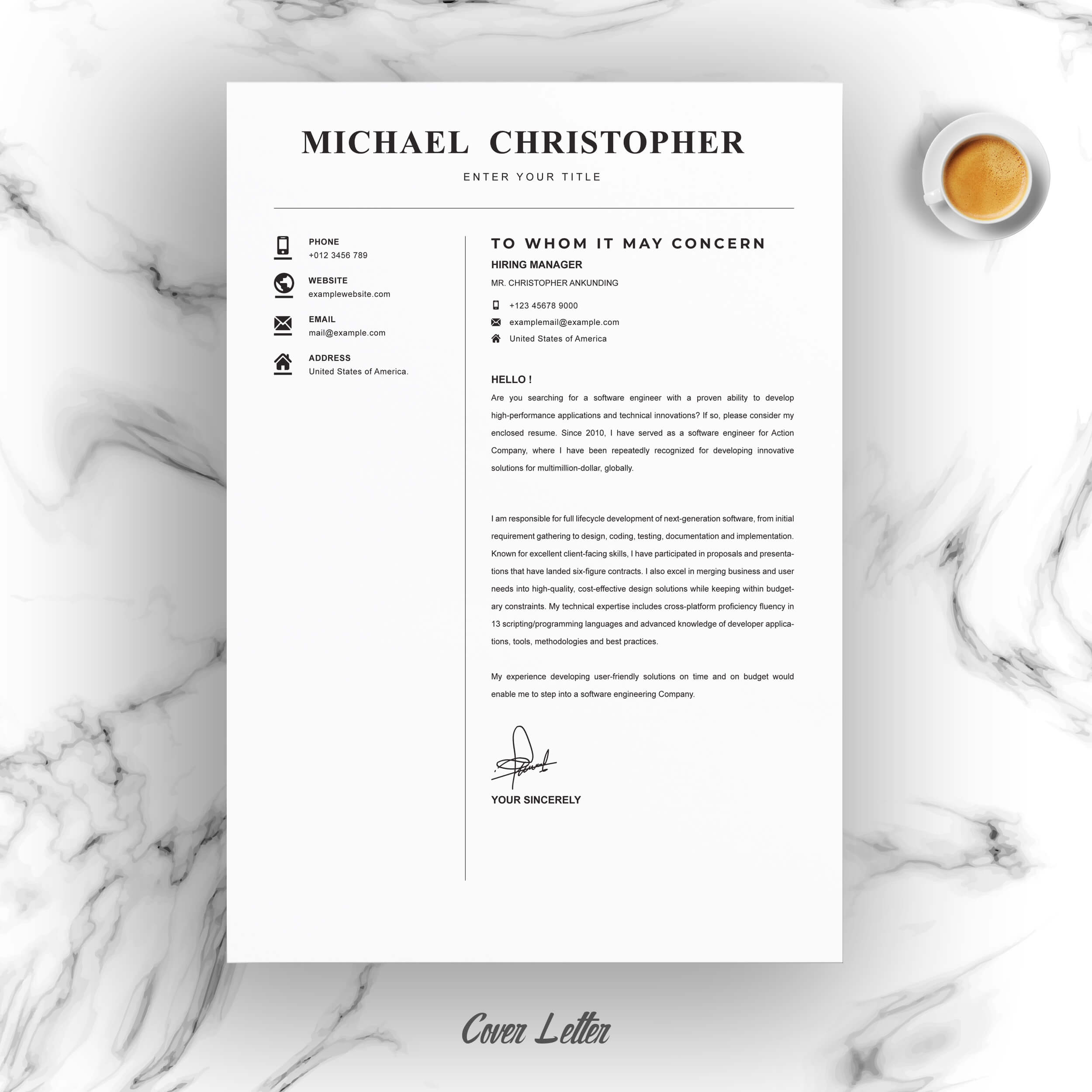 04 resume cover letter page free resume design template 4 751