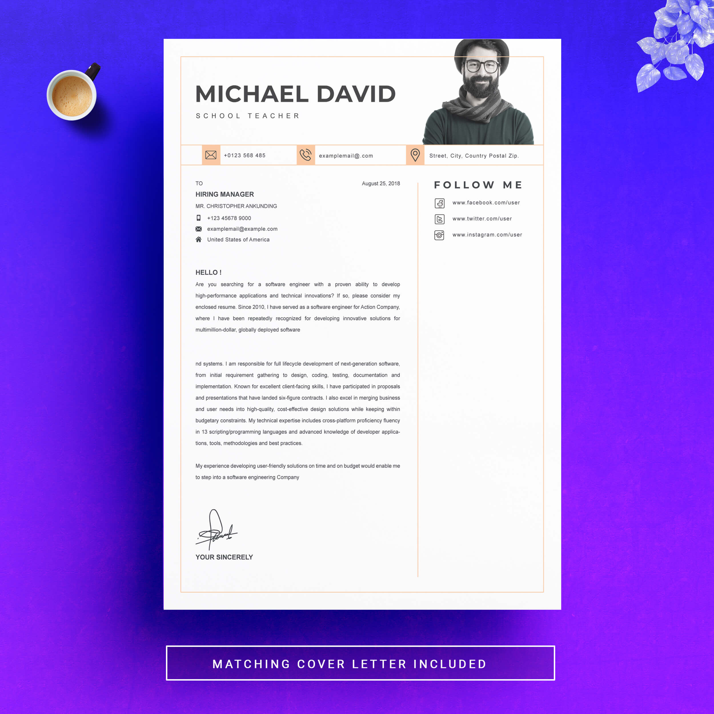 04 resume cover letter page free resume design template 4 99