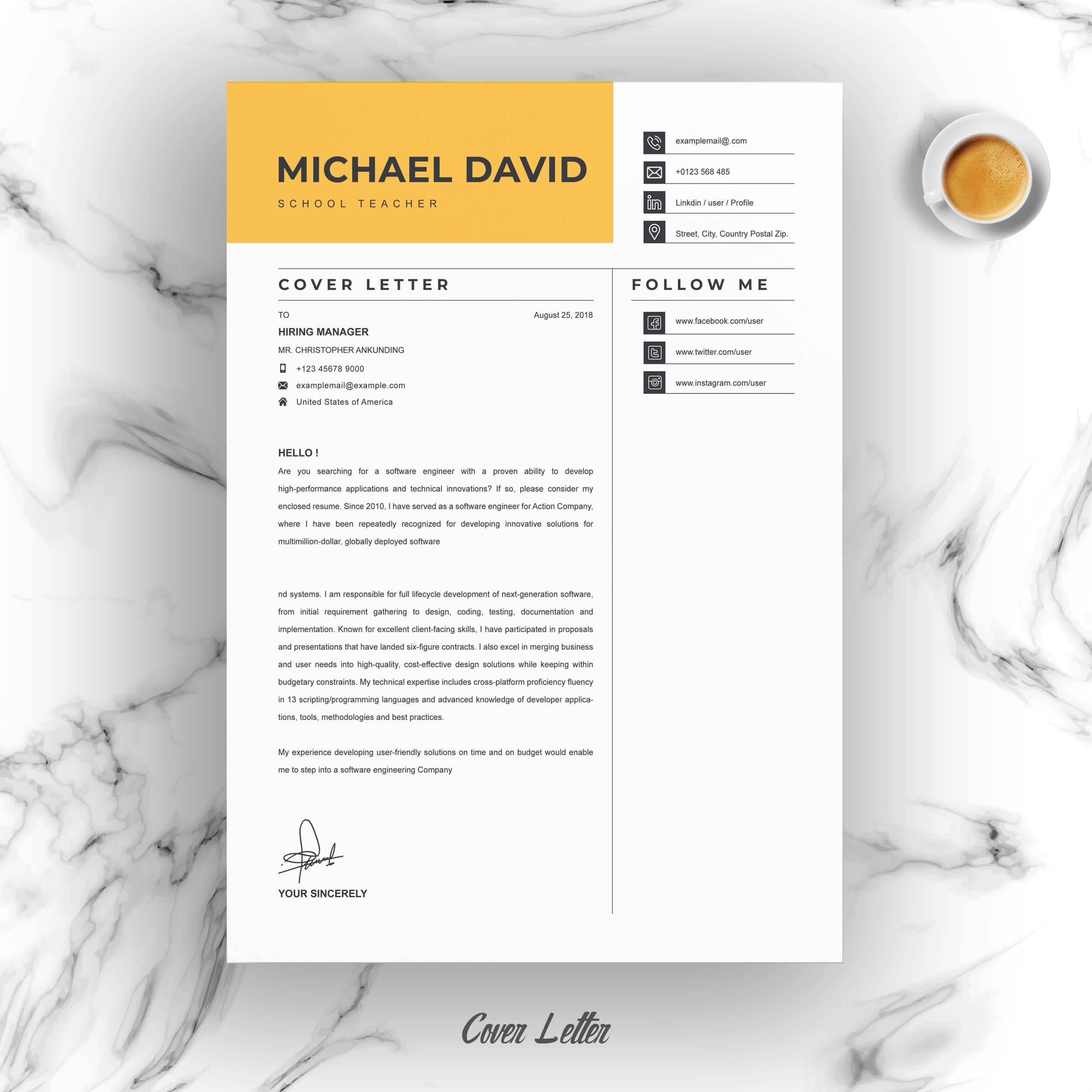 04 resume cover letter page free resume design template 5 401