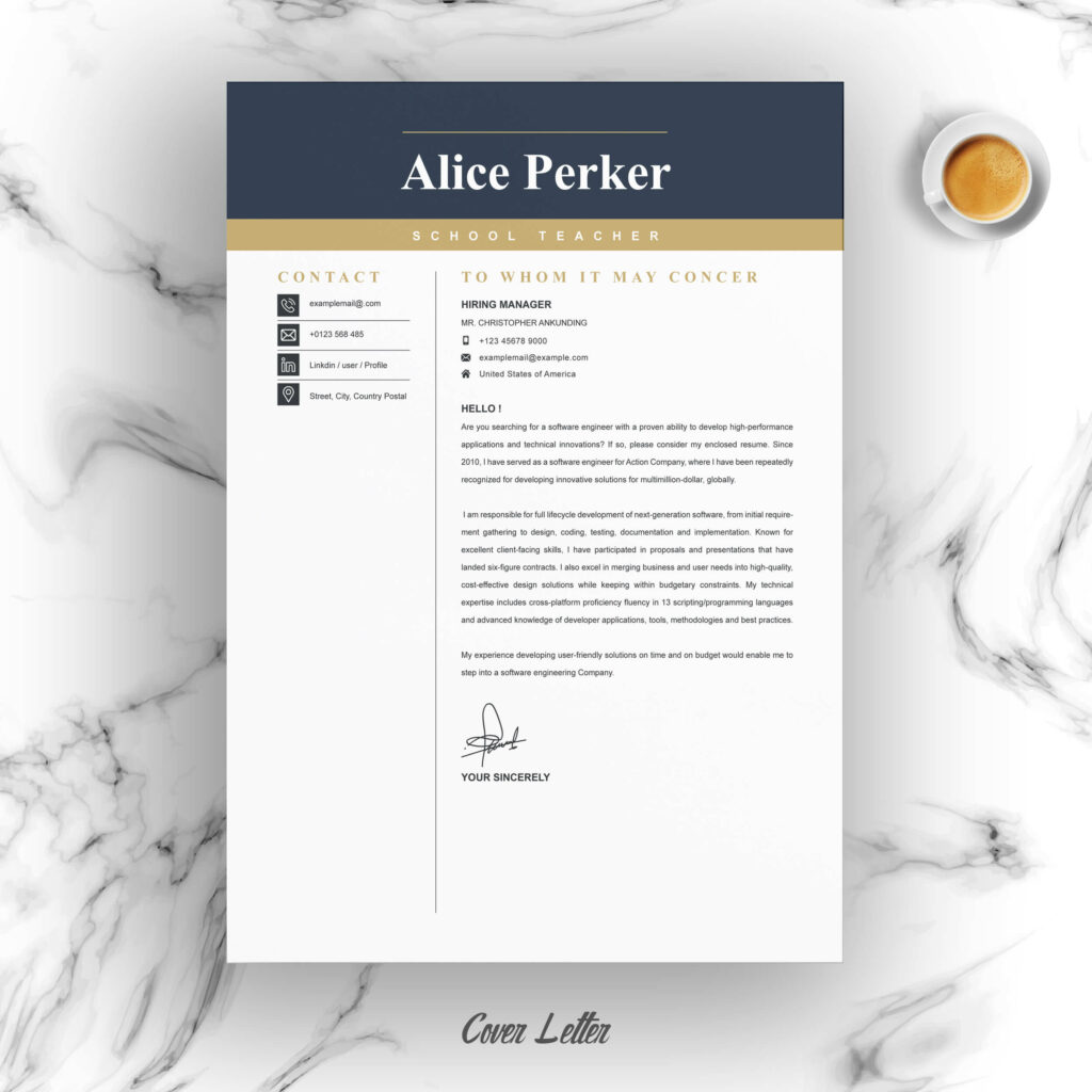 School Teacher Resume Template | CV Template | Professional CV Template ...