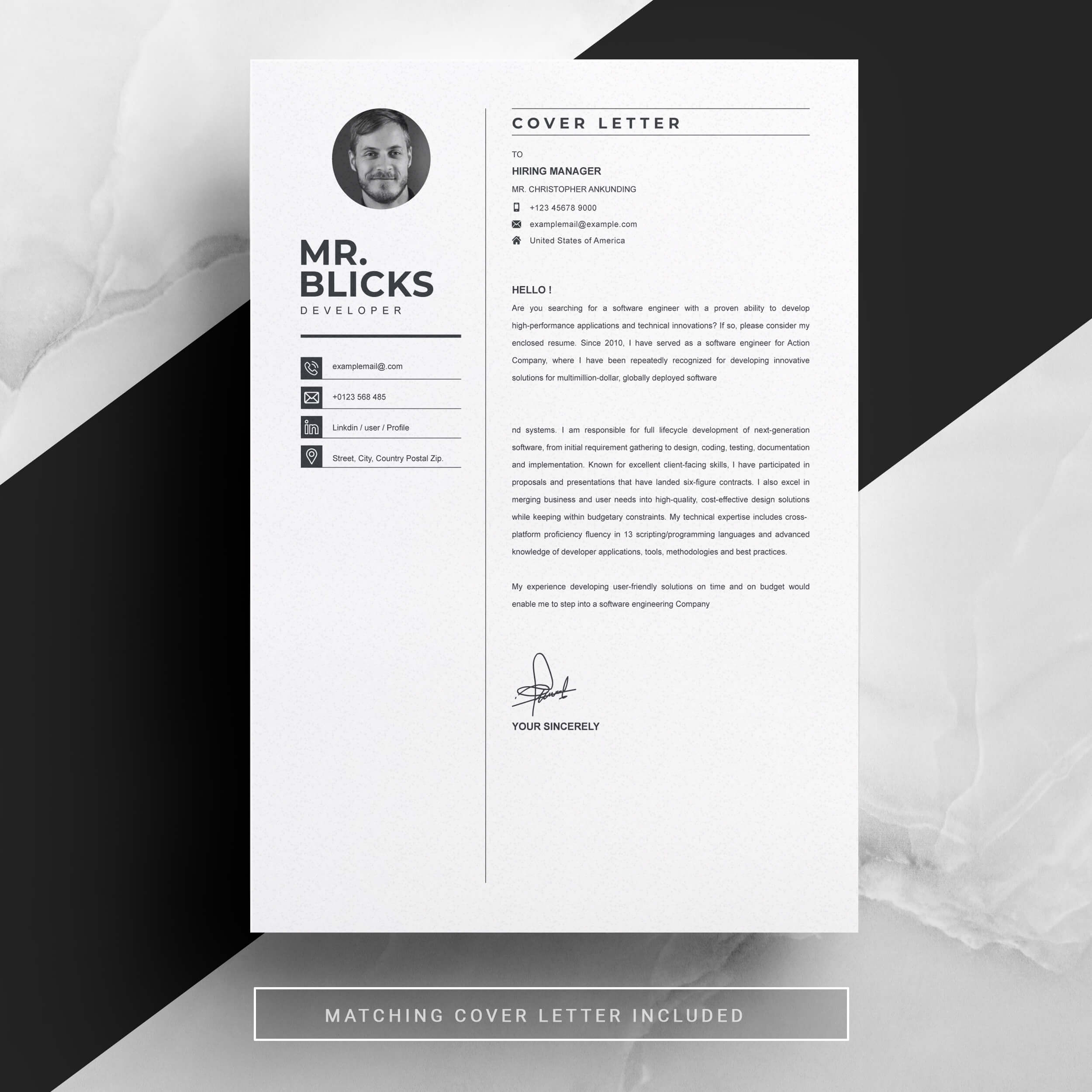 04 resume cover letter page free resume design template 6 135