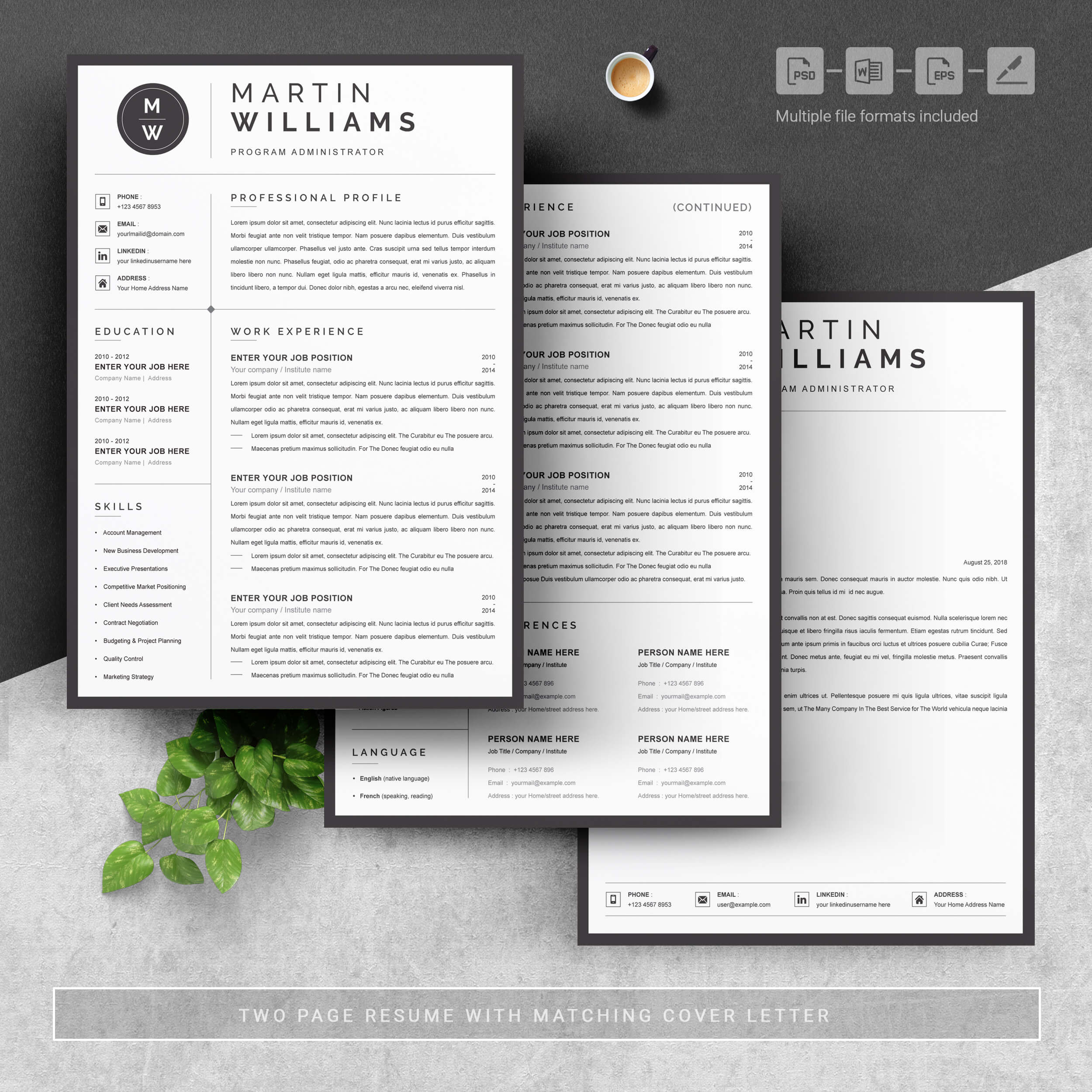 04 3 pages free resume design template 2 185
