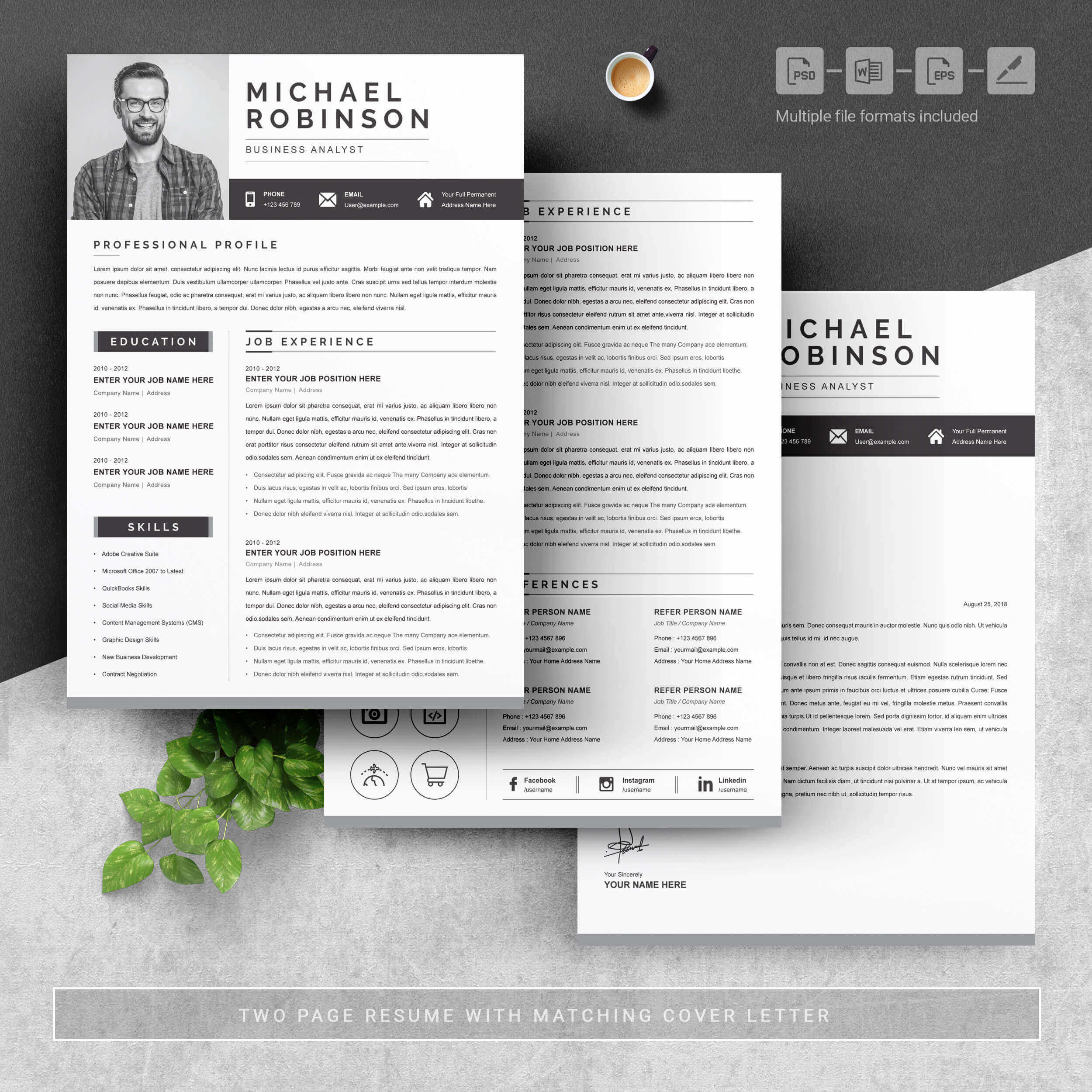 04 3 pages free resume design template 4 1 1 500
