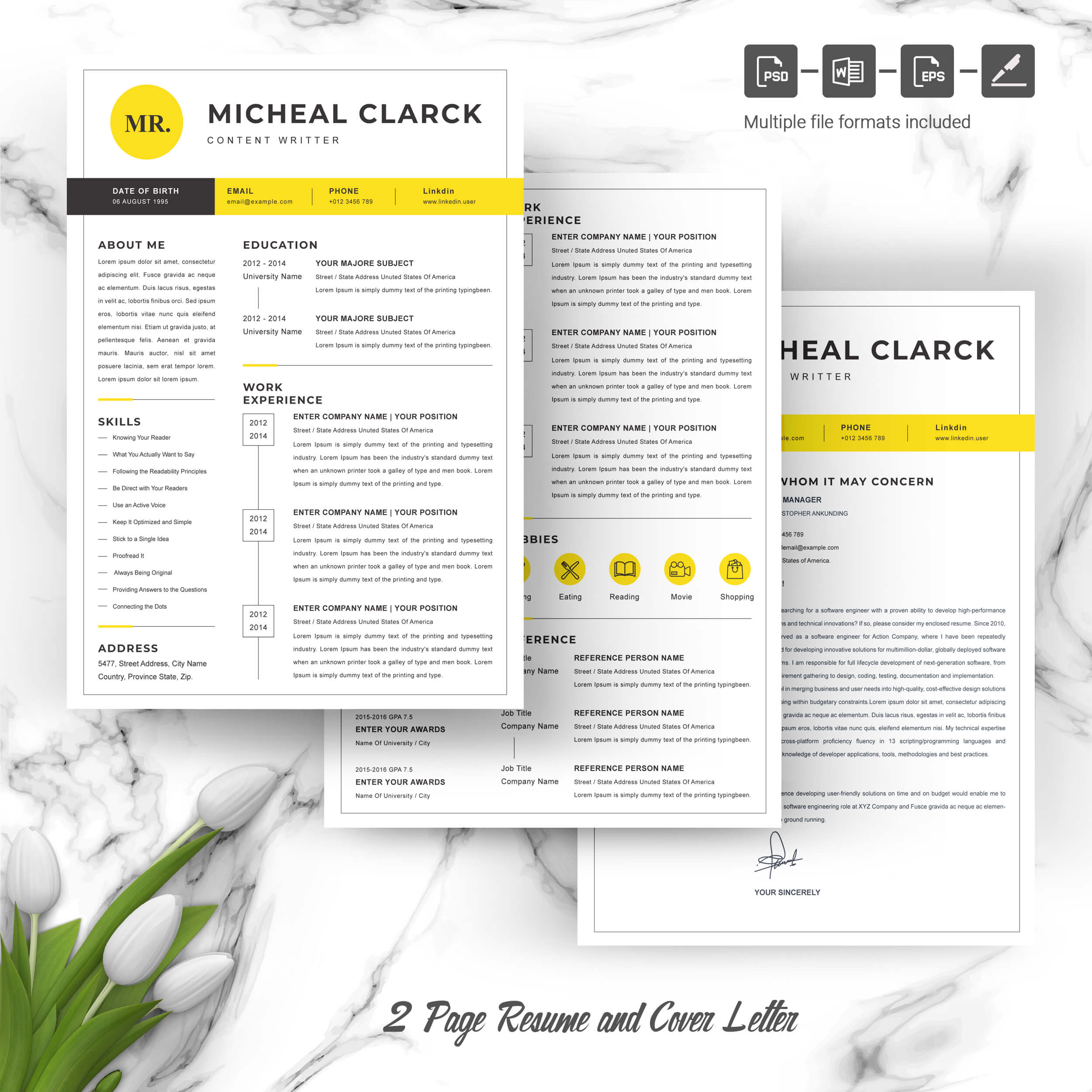 04 3 pages free resume design template 48
