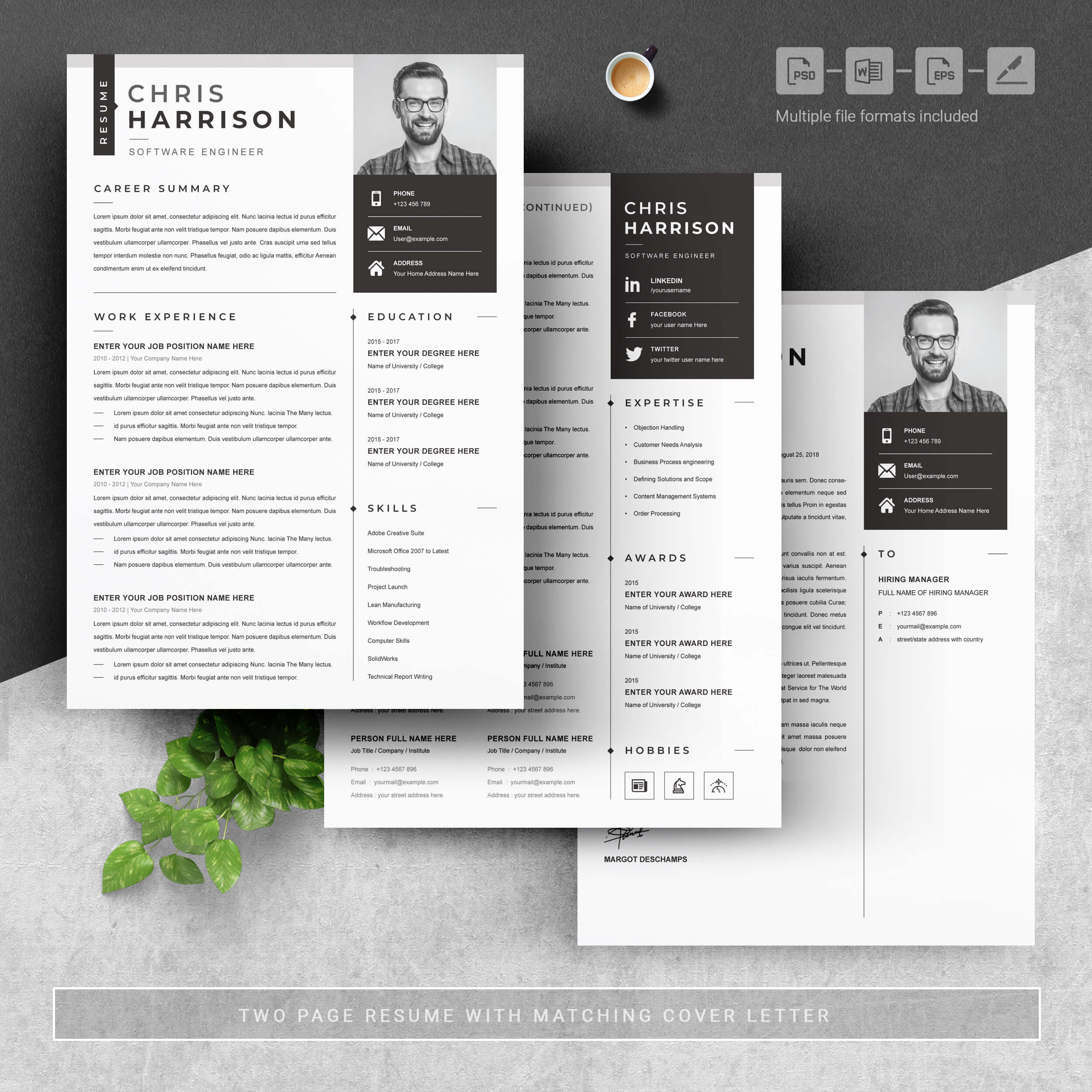 04 3 pages free resume design template 553