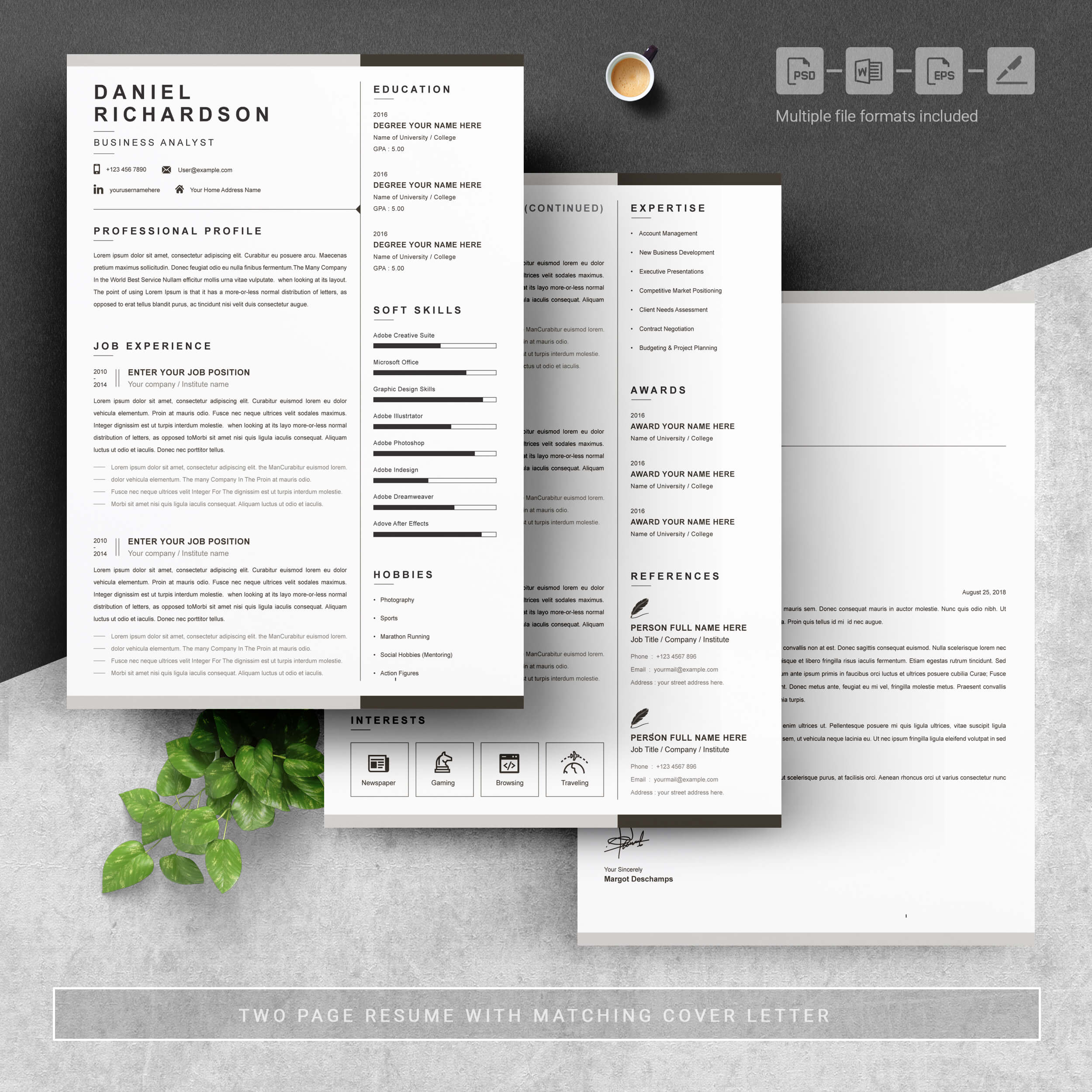 04 3 pages free resume design template 631