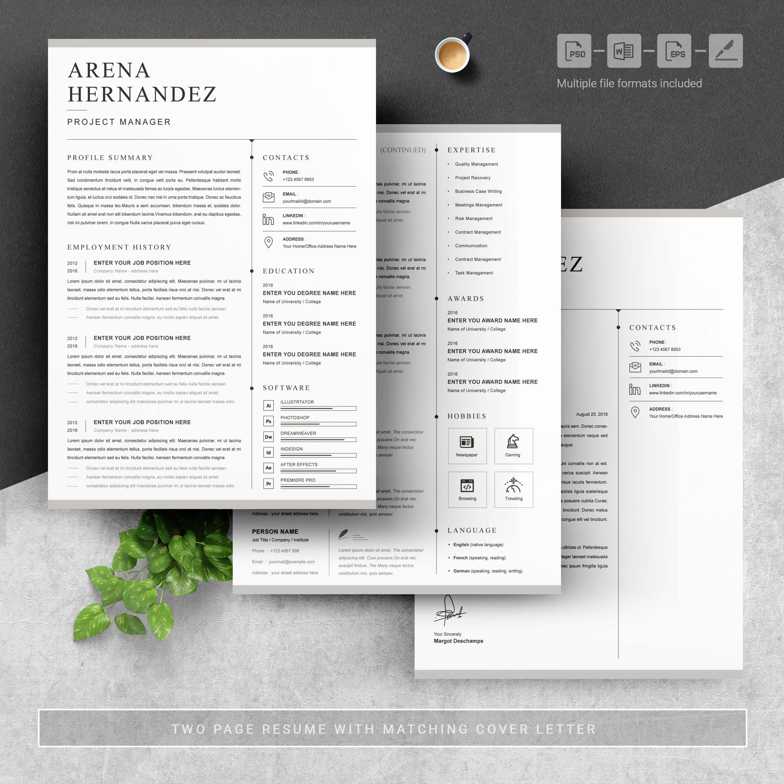 04 3 pages free resume design template 635