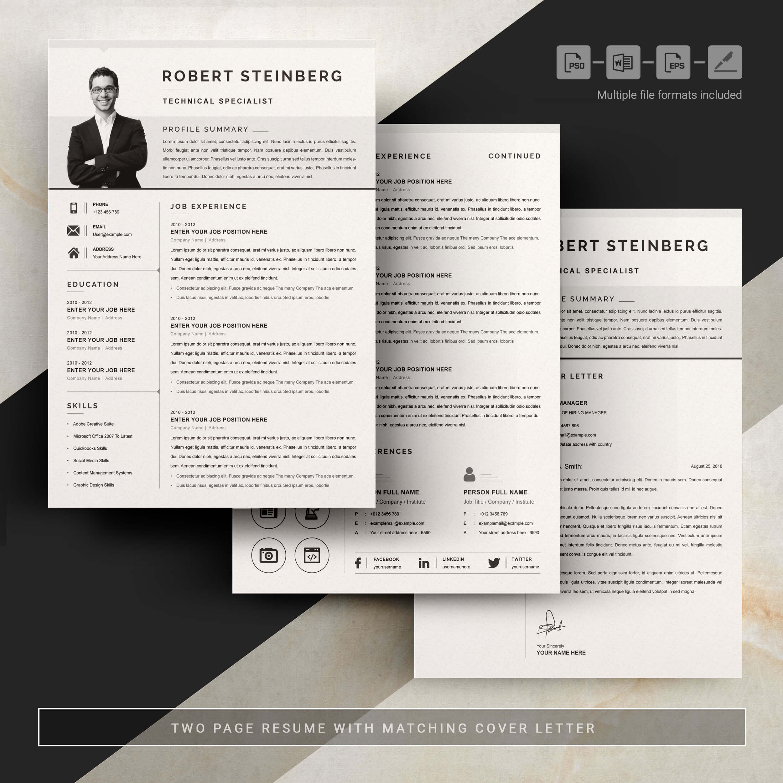04 3 pages free resume design template 87