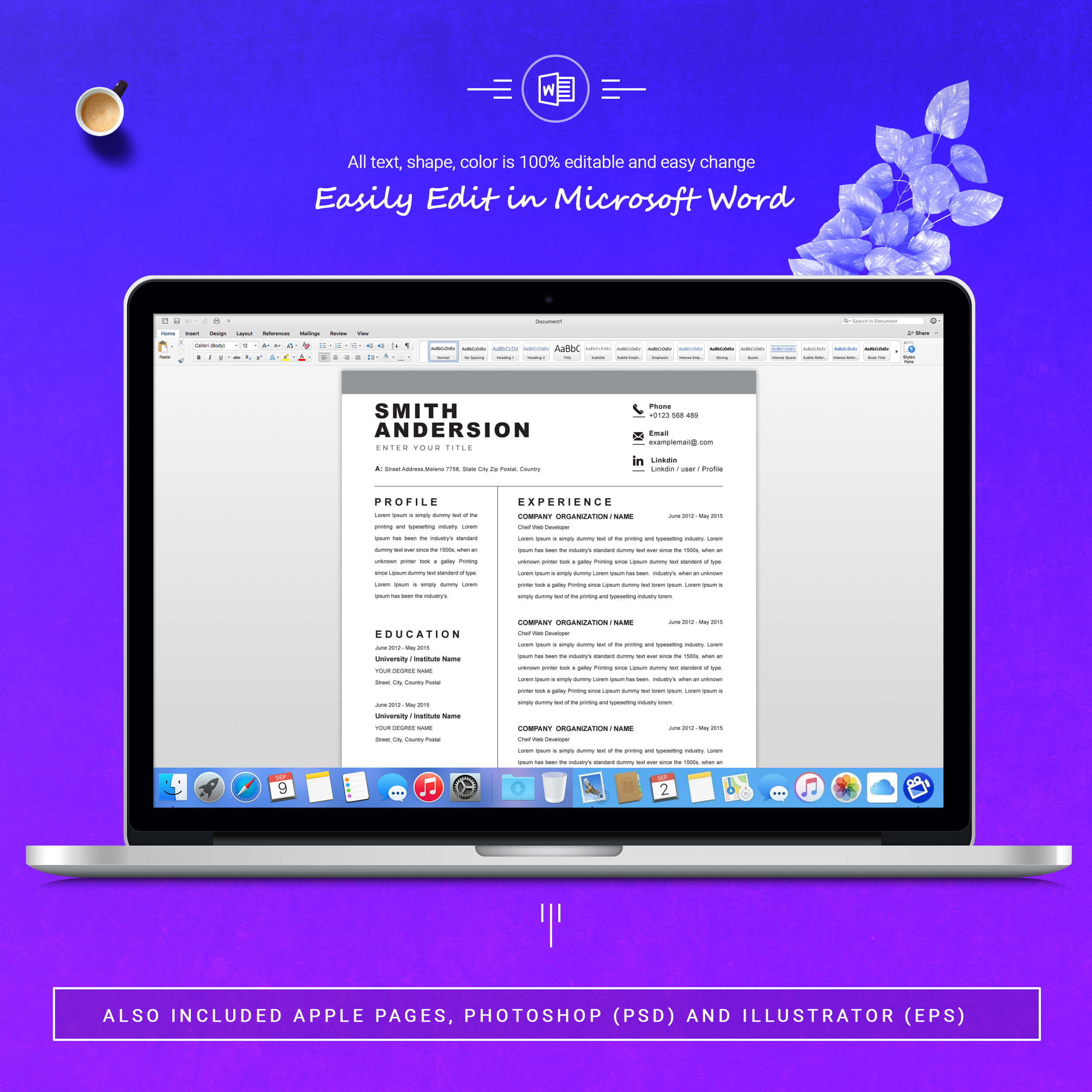 05 3 pages free resume ms word file format design template 12 218