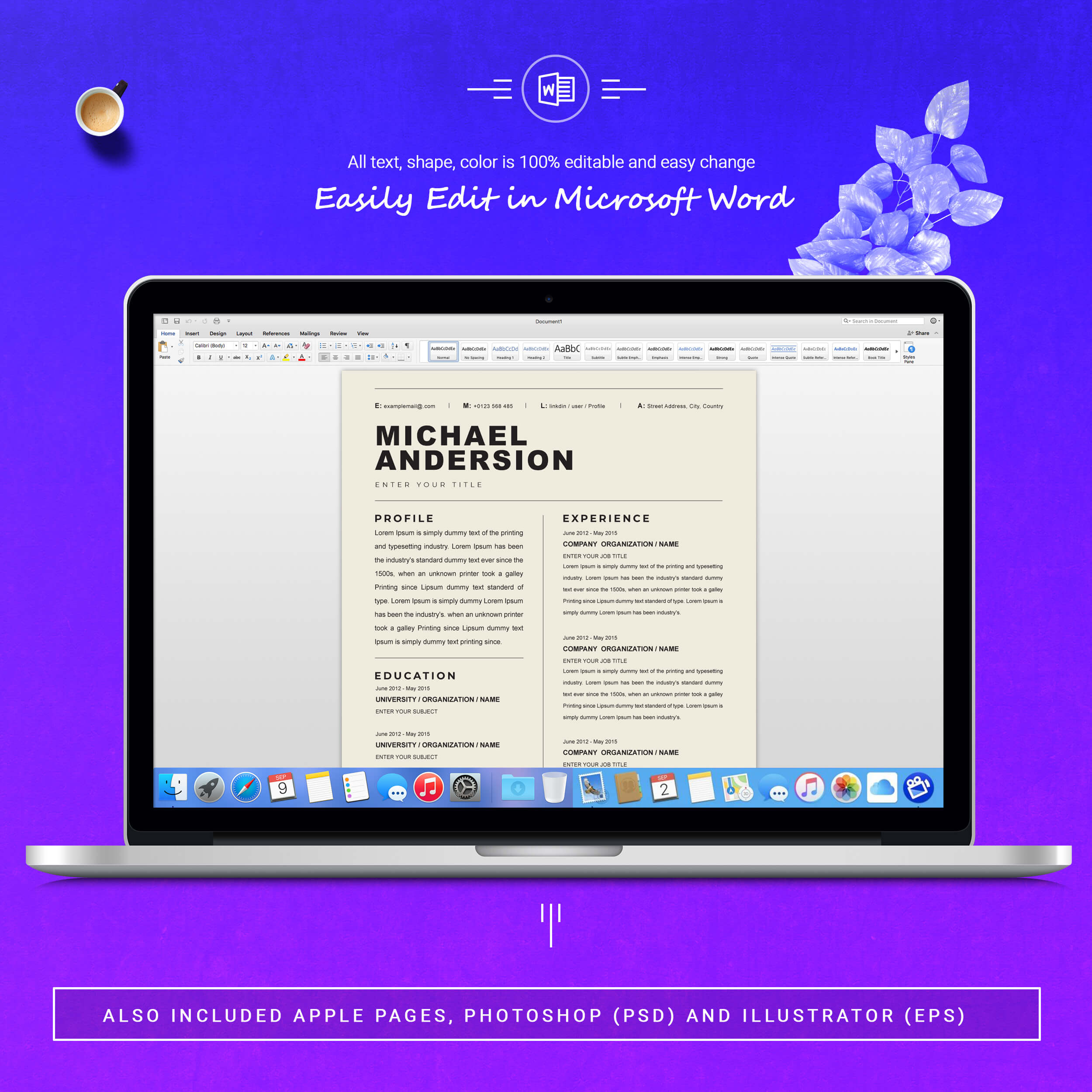 05 3 pages free resume ms word file format design template 13 336