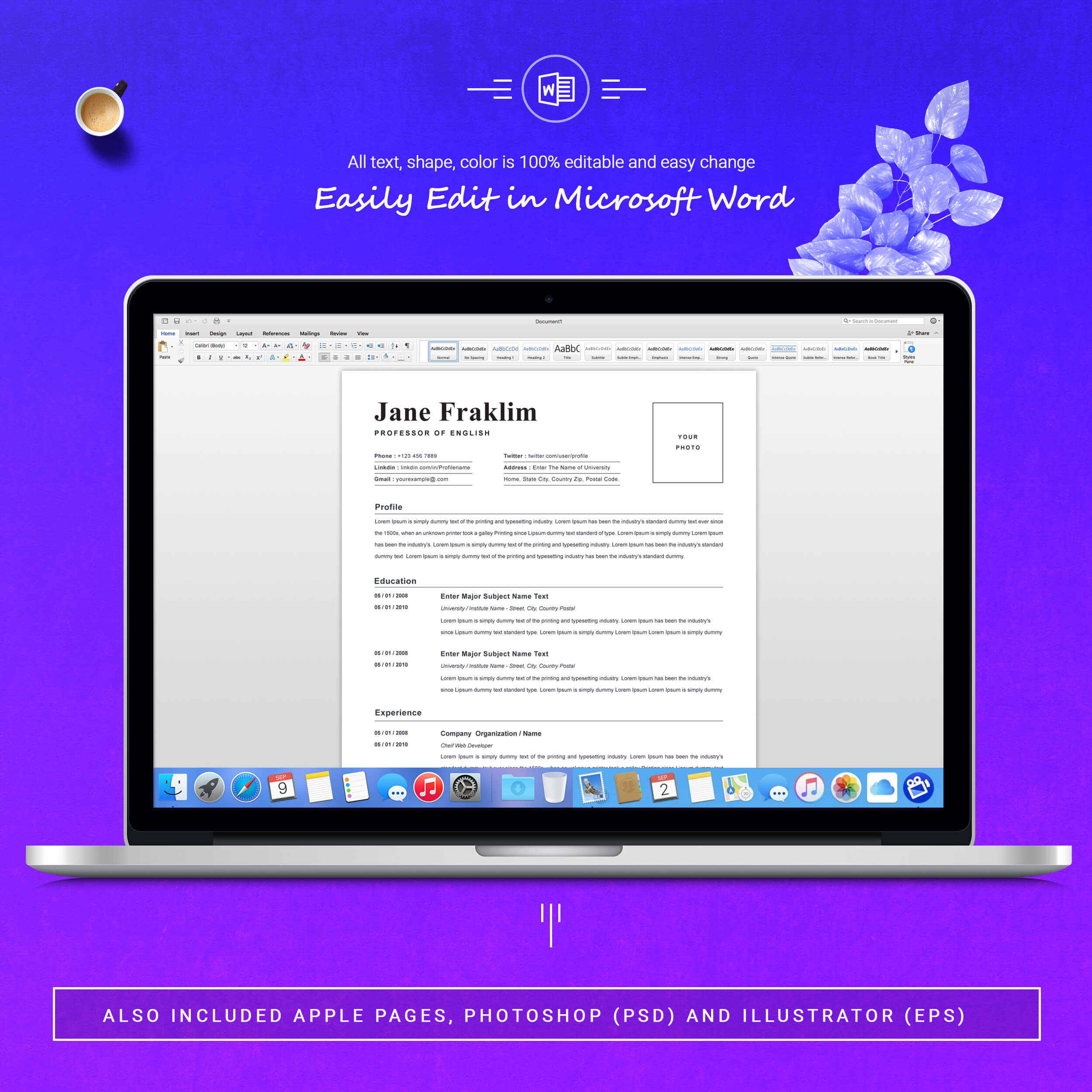05 3 pages free resume ms word file format design template 16 317