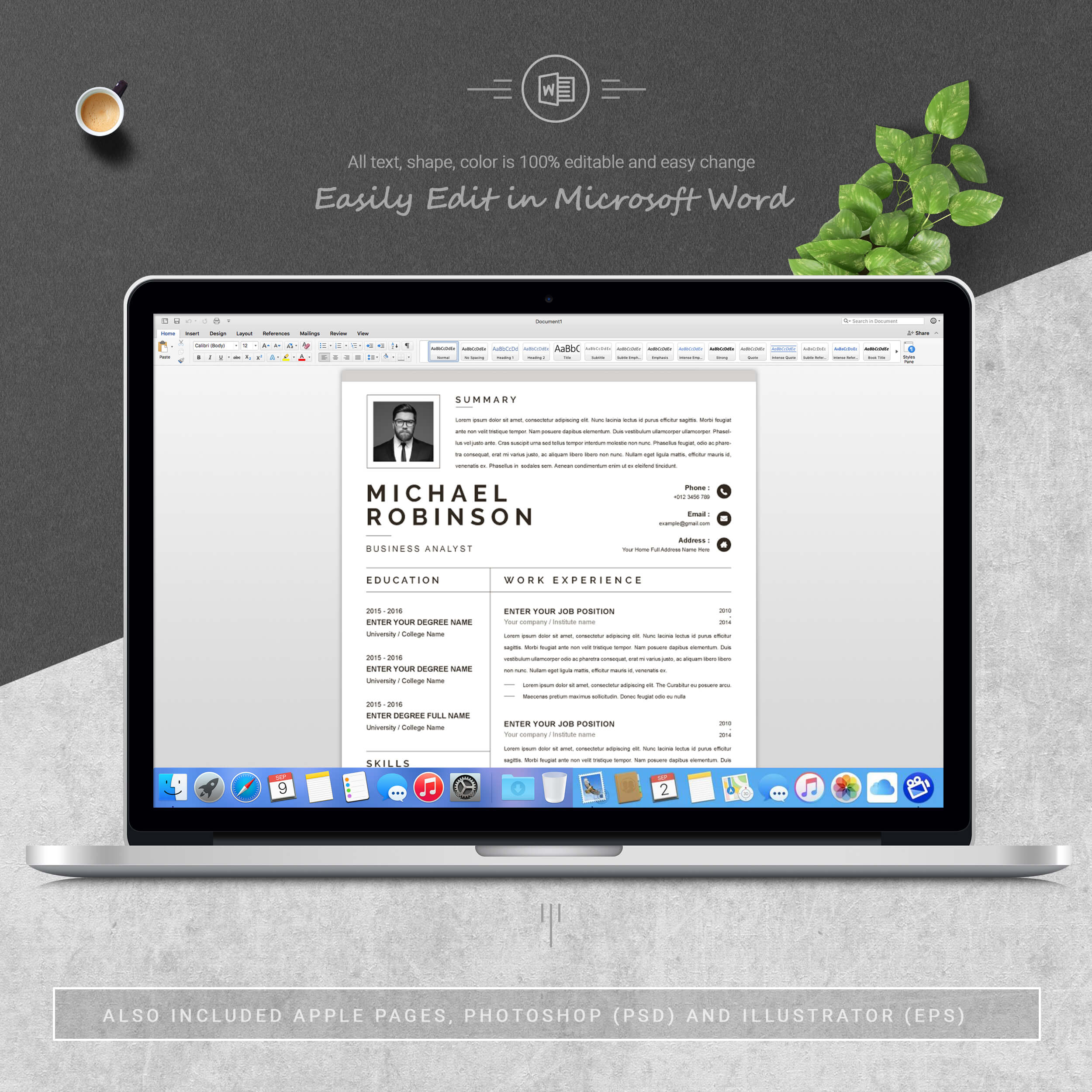 05 3 pages free resume ms word file format design template 2 34