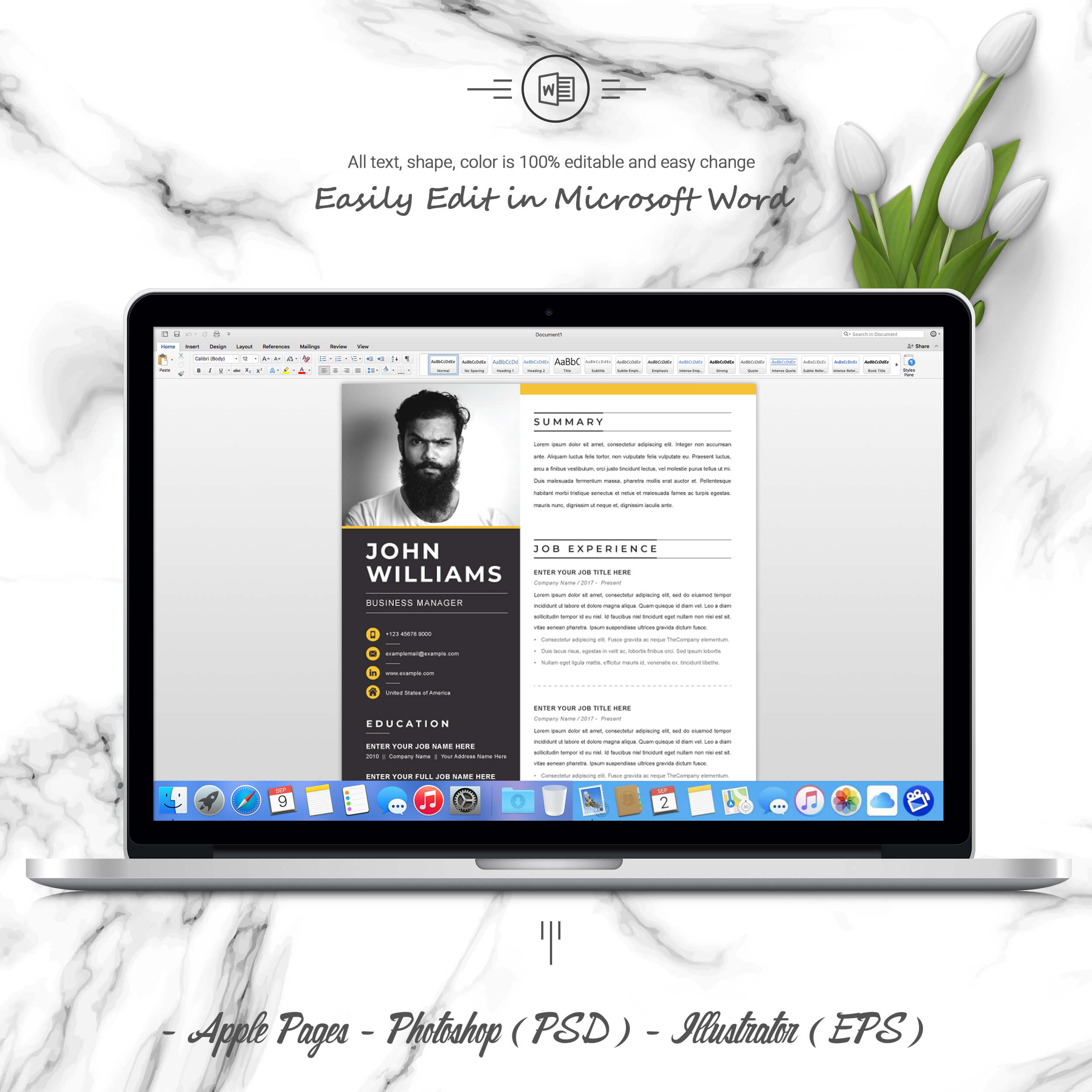 05 3 pages free resume ms word file format design template 4 723