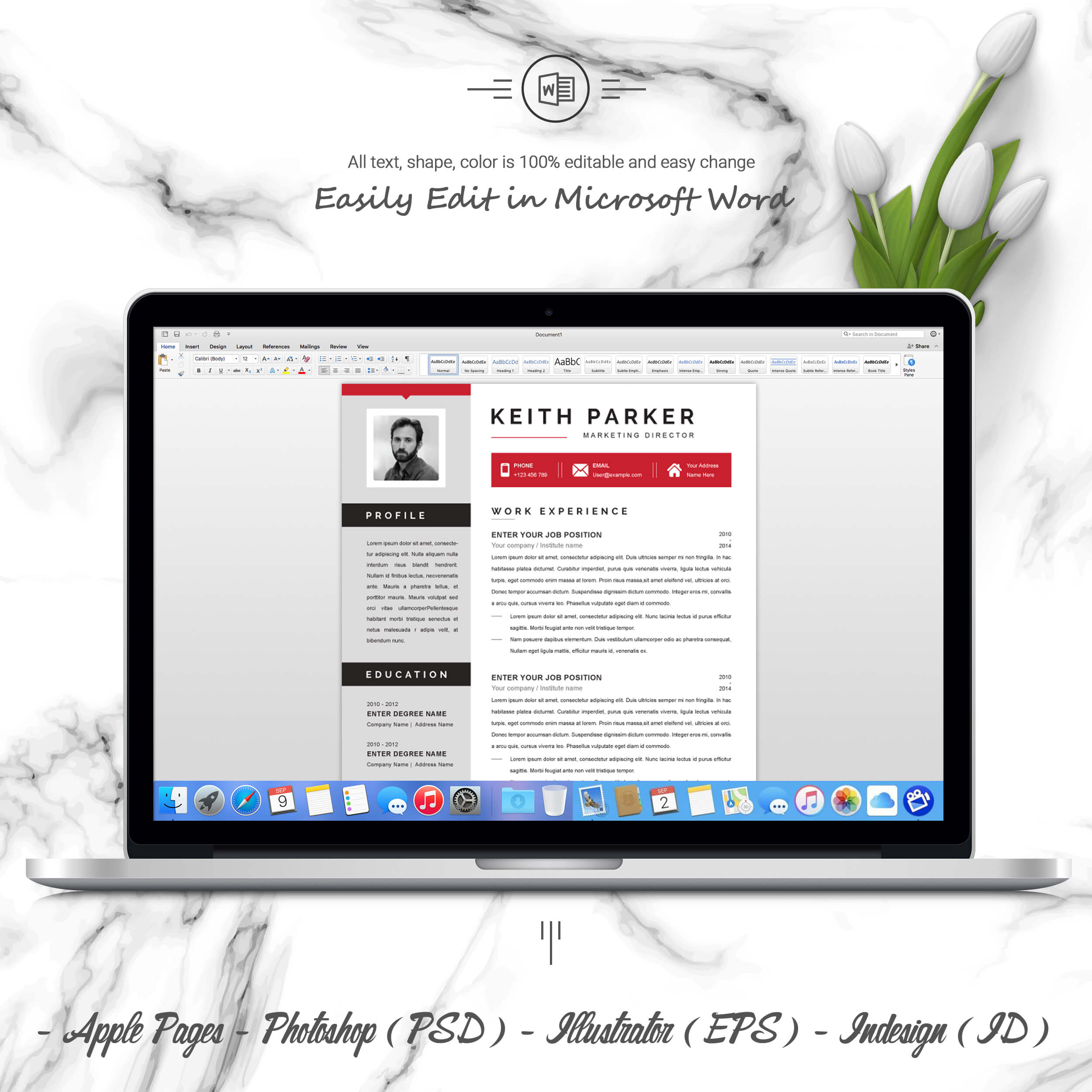 05 3 pages free resume ms word file format design template 4 85