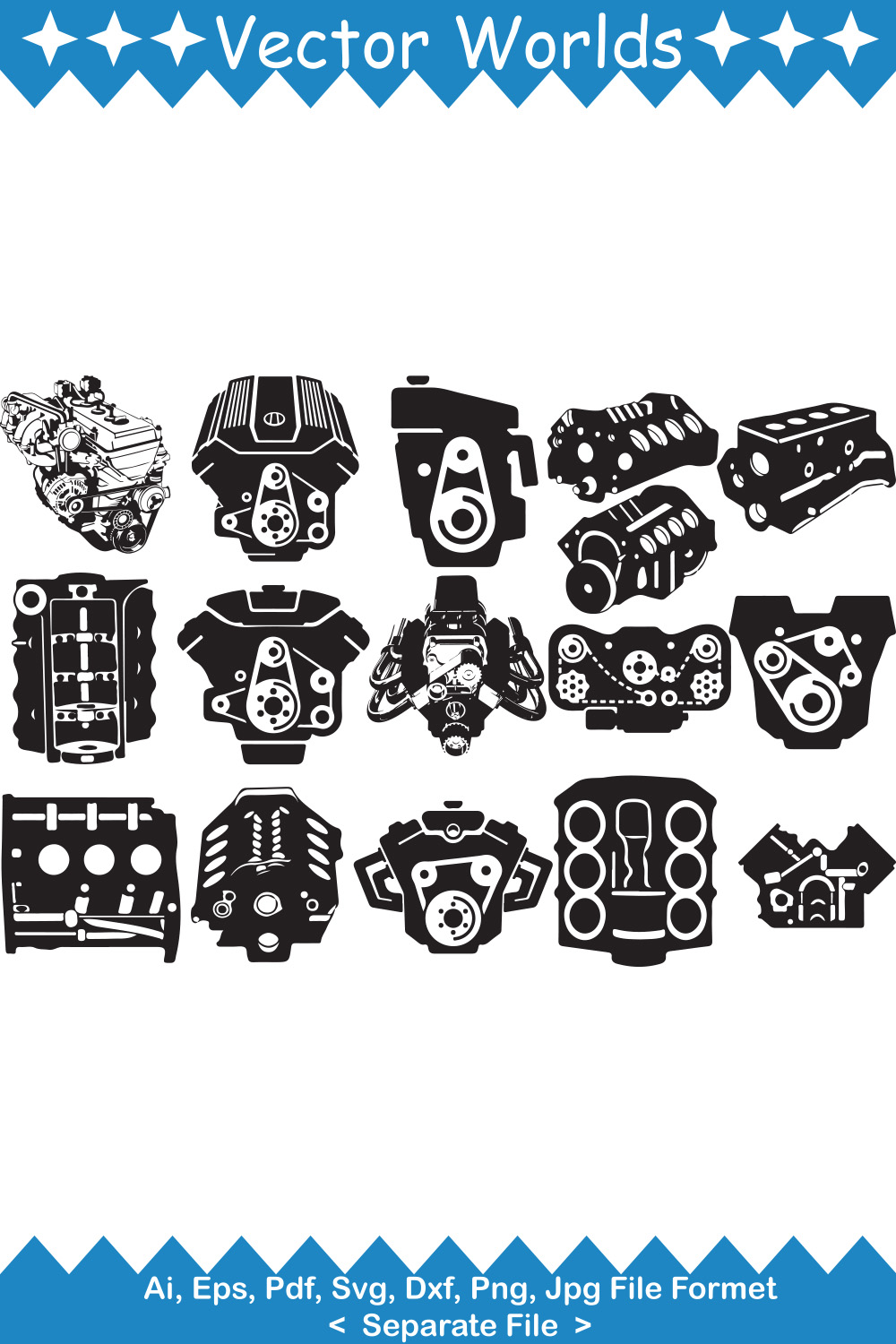 Engine Block SVG Vector Design pinterest preview image.