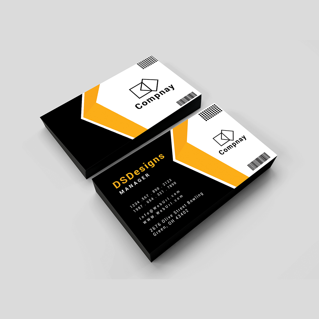 Modern and professional Business card design preview image.
