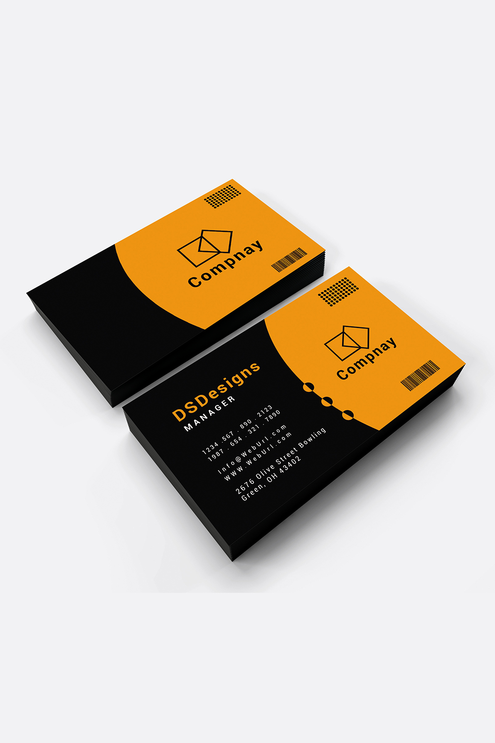 Modern corporative business card design pinterest preview image.