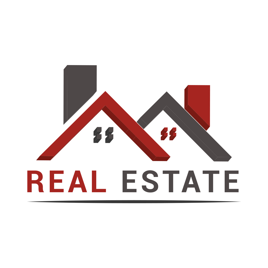 Real estate 3D logo design preview image.