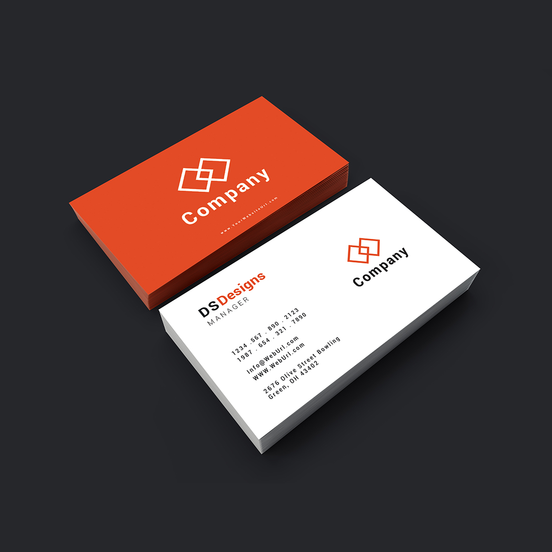 Simple and professional business card design preview image.