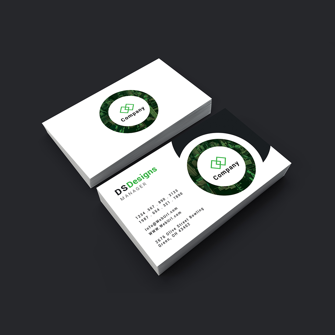 Real estate business card design preview image.
