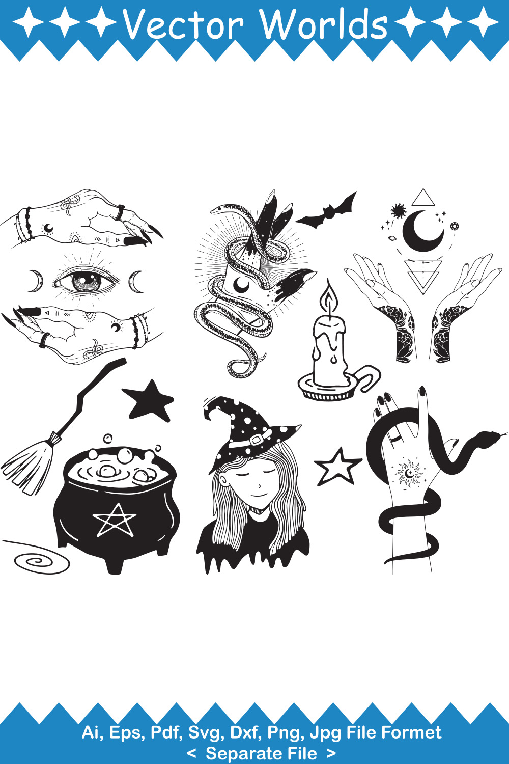 Witch's Hands SVG Vector Design pinterest preview image.