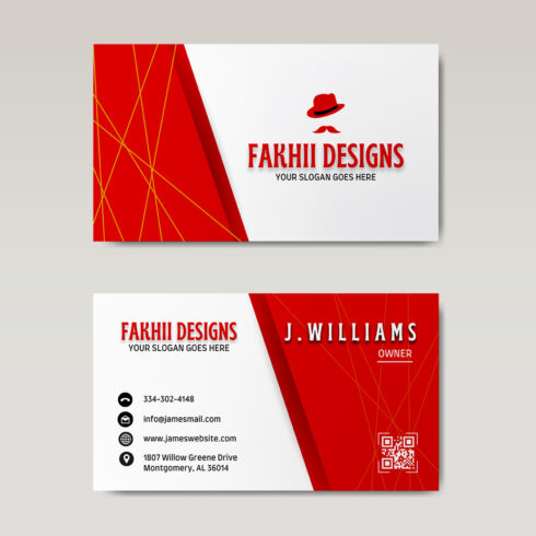 Unique Business Card Design in Red & White cover image.