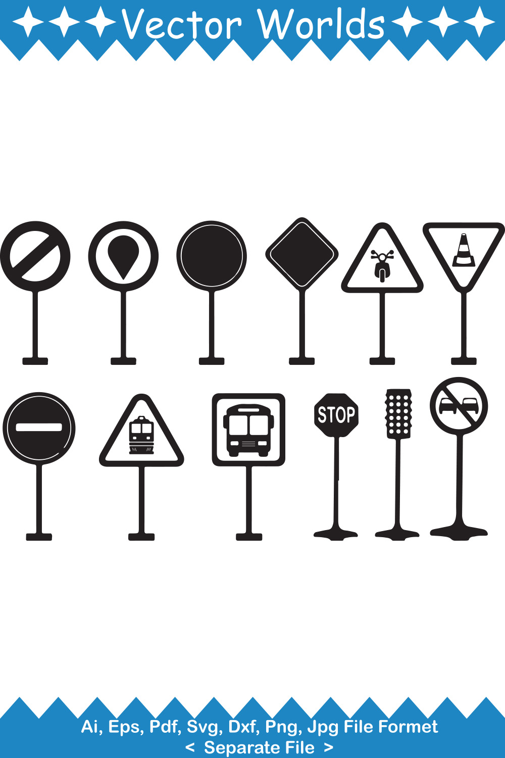 Road Sign SVG Vector Design pinterest preview image.