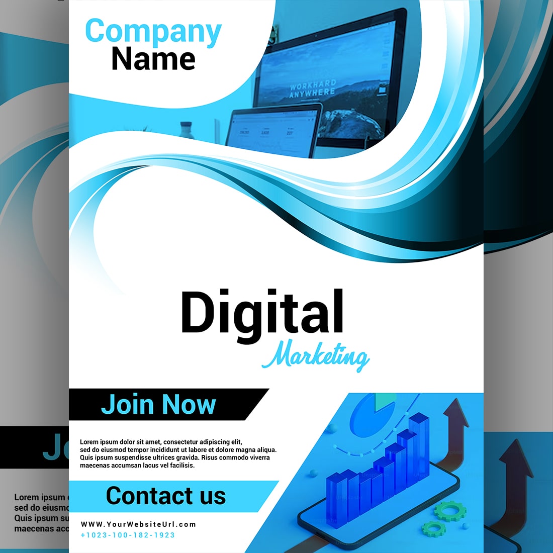 digital marketing poster design preview image.
