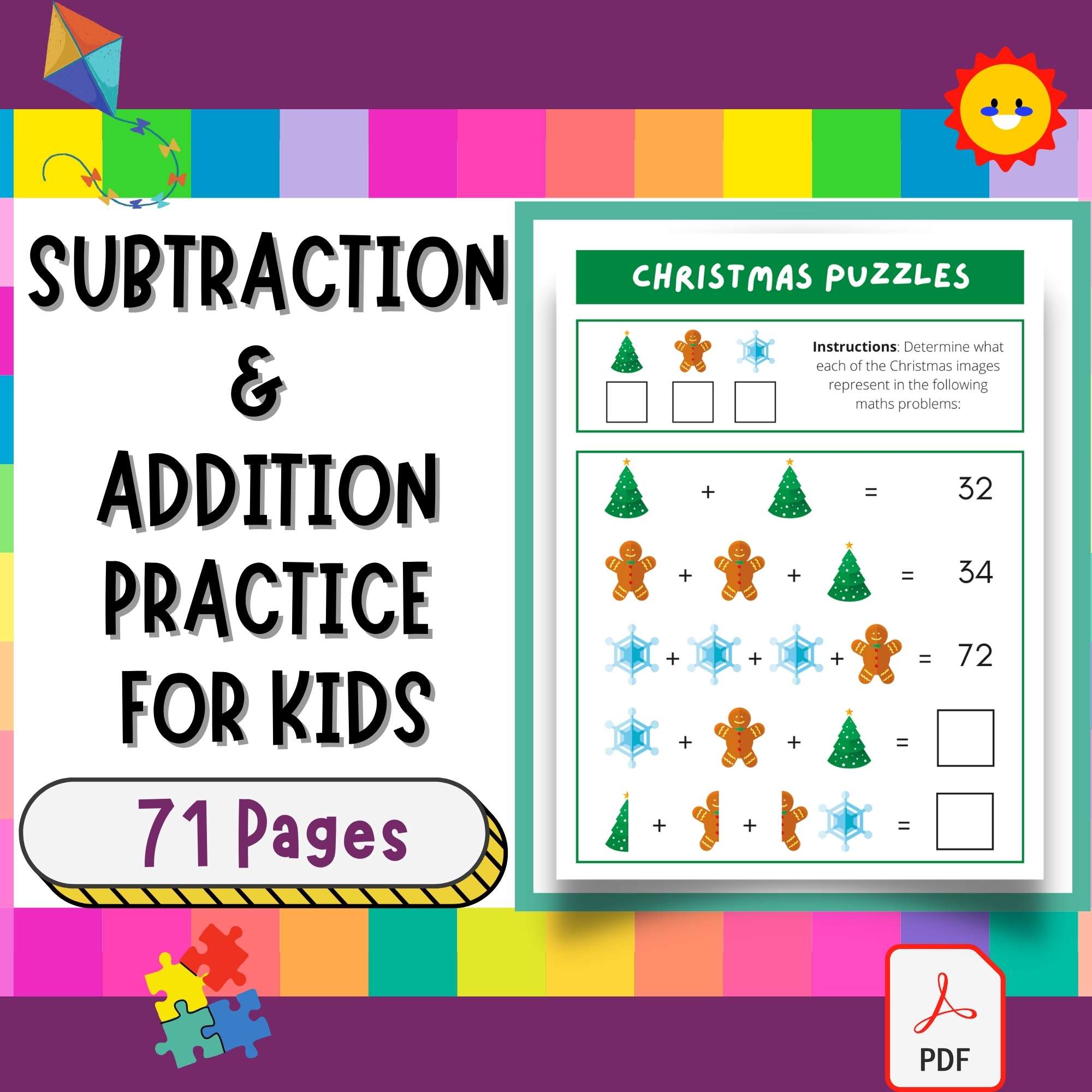 Addition & Subtraction Activity Pages - End of Year & Math Teaching Worksheets preview image.