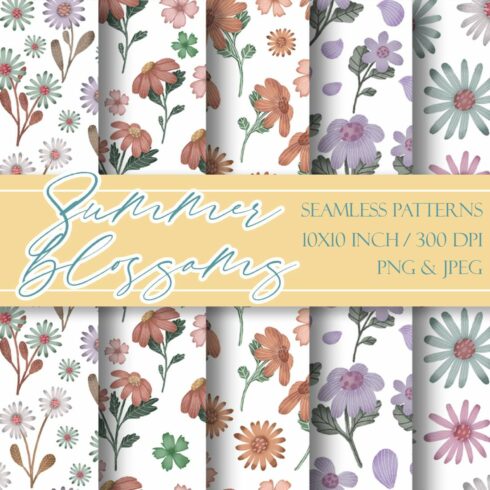Summer floral digital papers cover image.
