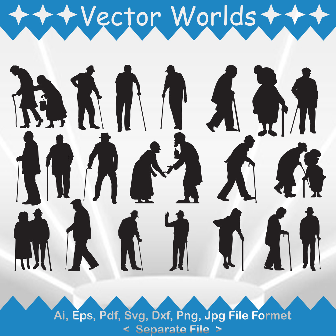 Old Man & Woman SVG Vector Design cover image.