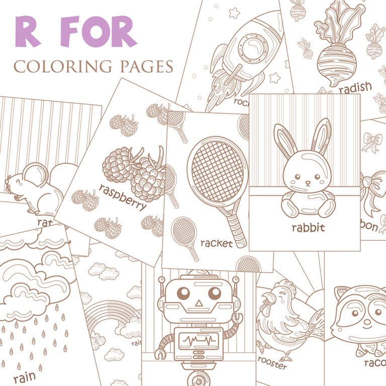 Alphabet R For Vocabulary School Lesson Rocket Robot Rat Rabbit Radish ...