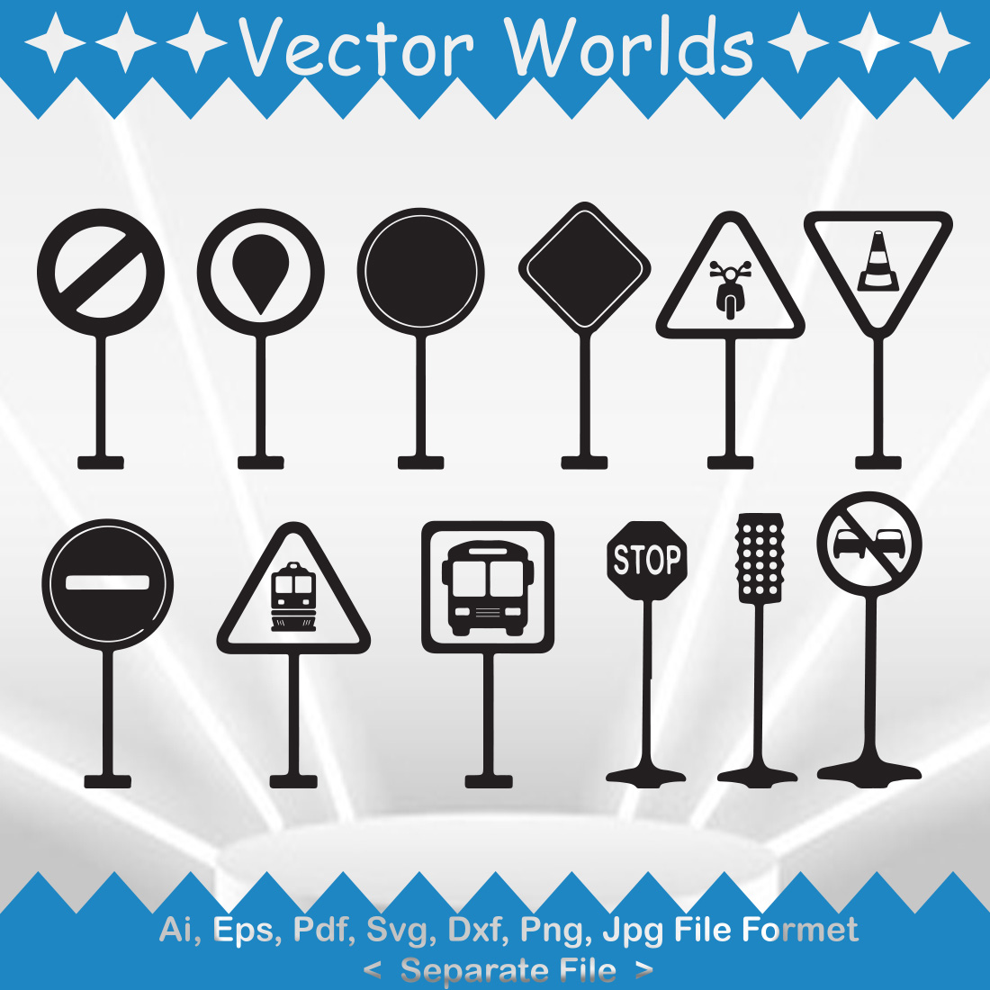 Road Sign SVG Vector Design preview image.