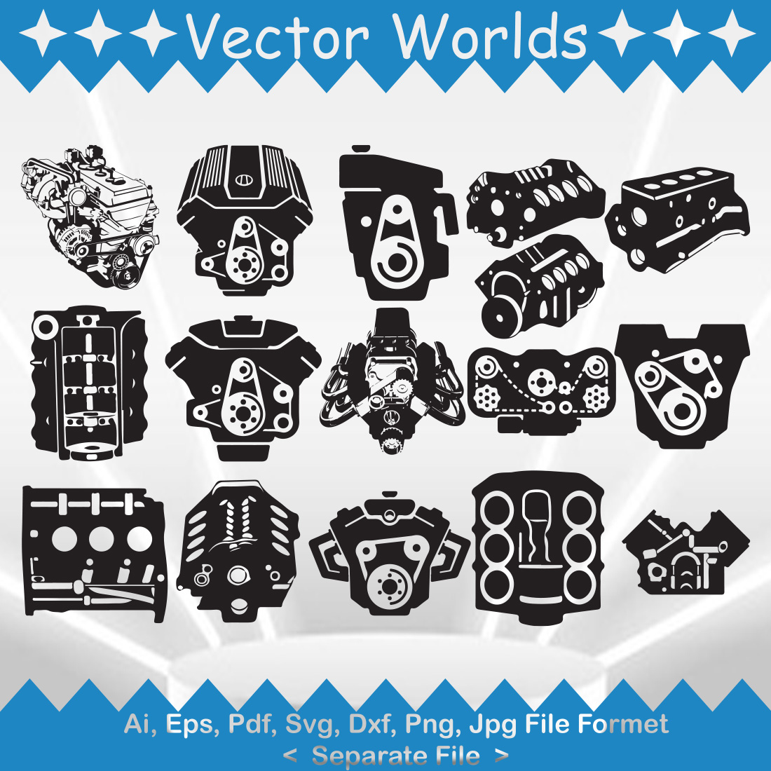 Engine Block SVG Vector Design preview image.