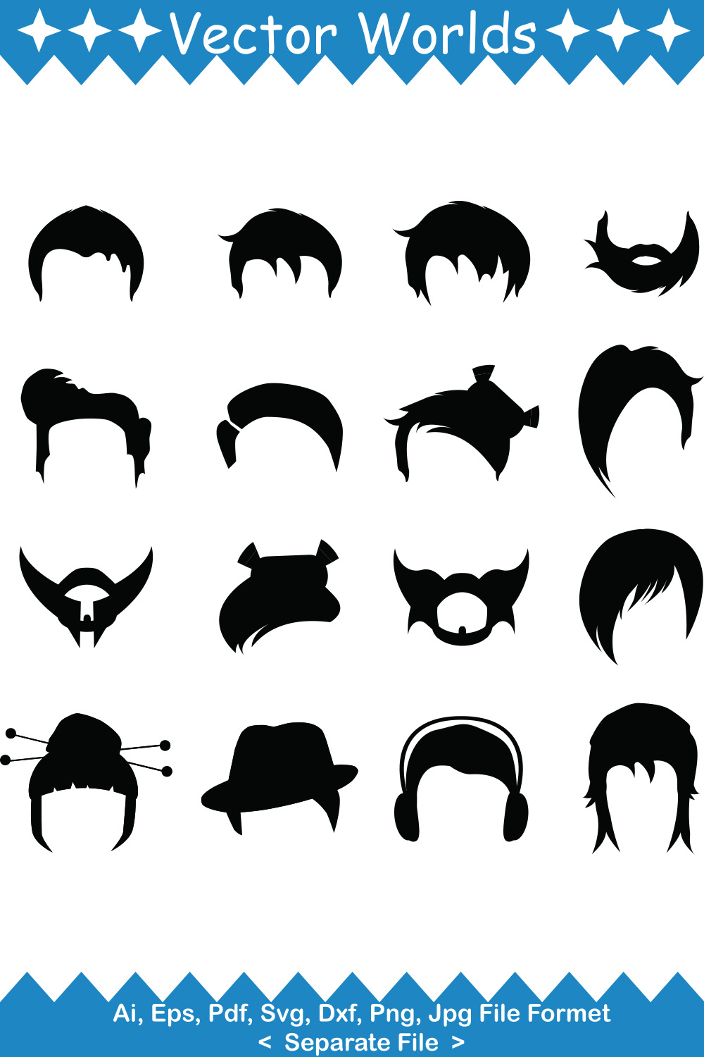 Hairstyle SVG Vector Design pinterest preview image.