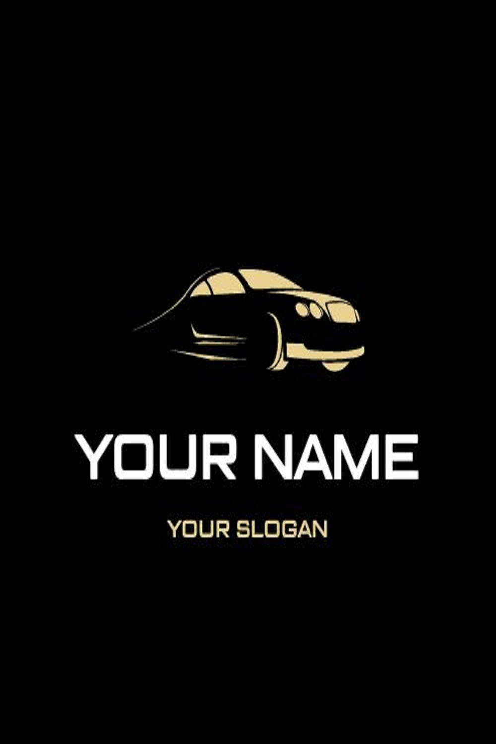 Black and Gold Car Logo pinterest preview image.