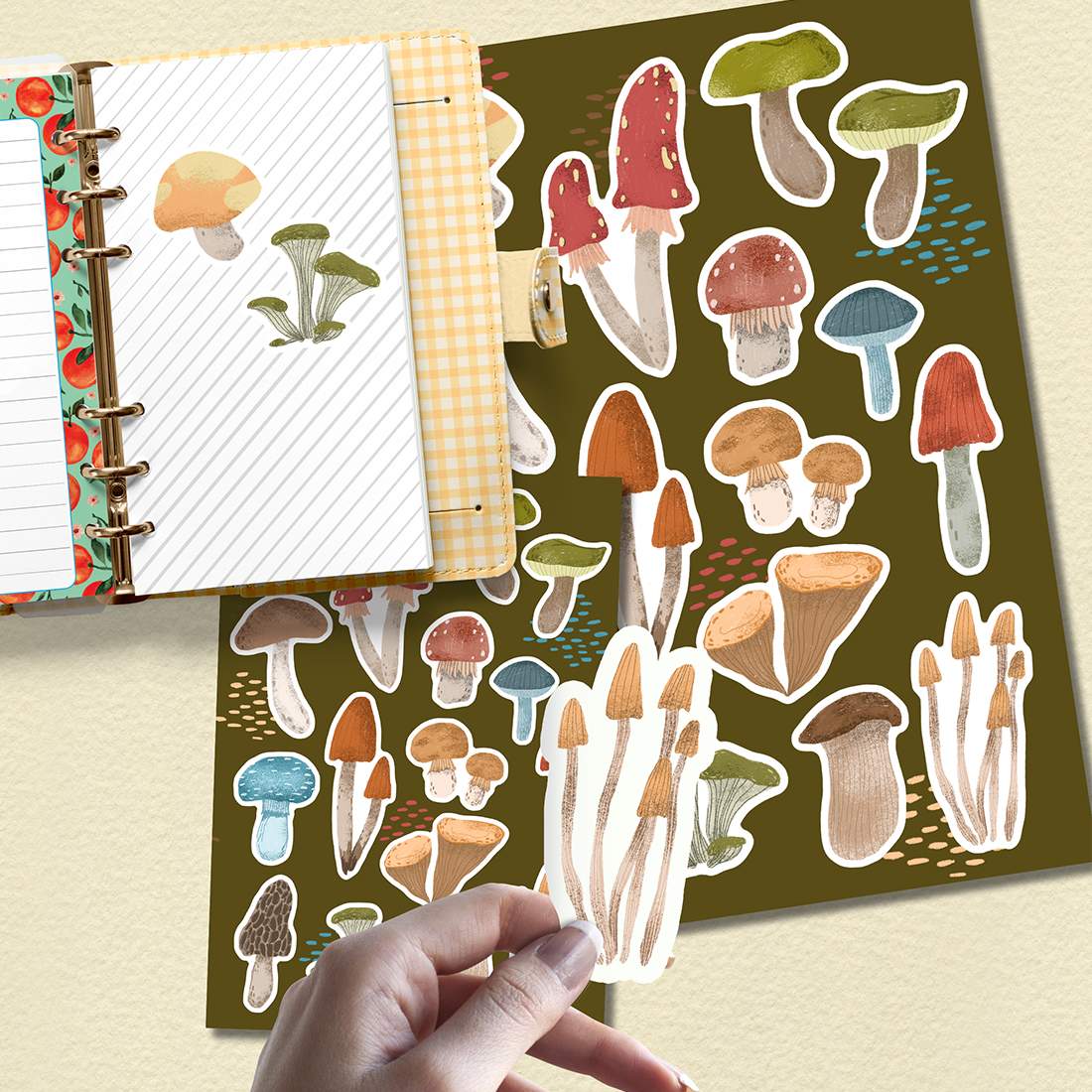 Forest mushroom sticker pack preview image.