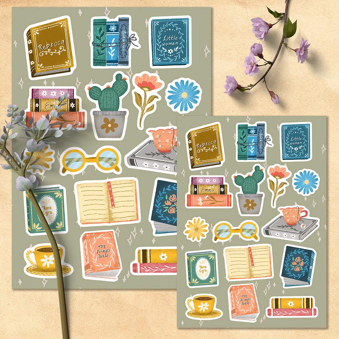 Book lover sticker pack preview image.