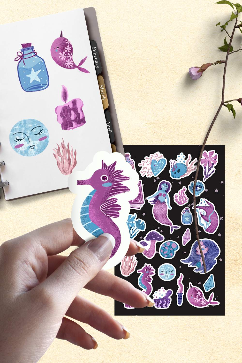 Sea witch magical mermaid sticker pack pinterest preview image.