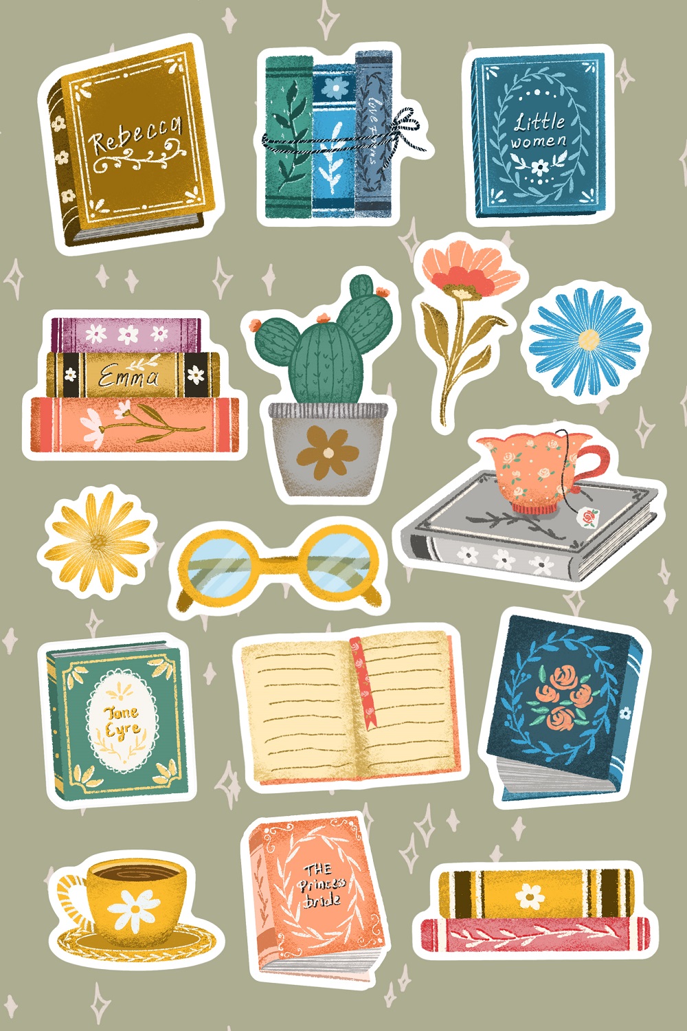 Book lover sticker pack pinterest preview image.