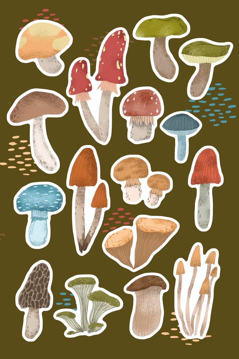 Forest mushroom sticker pack pinterest preview image.
