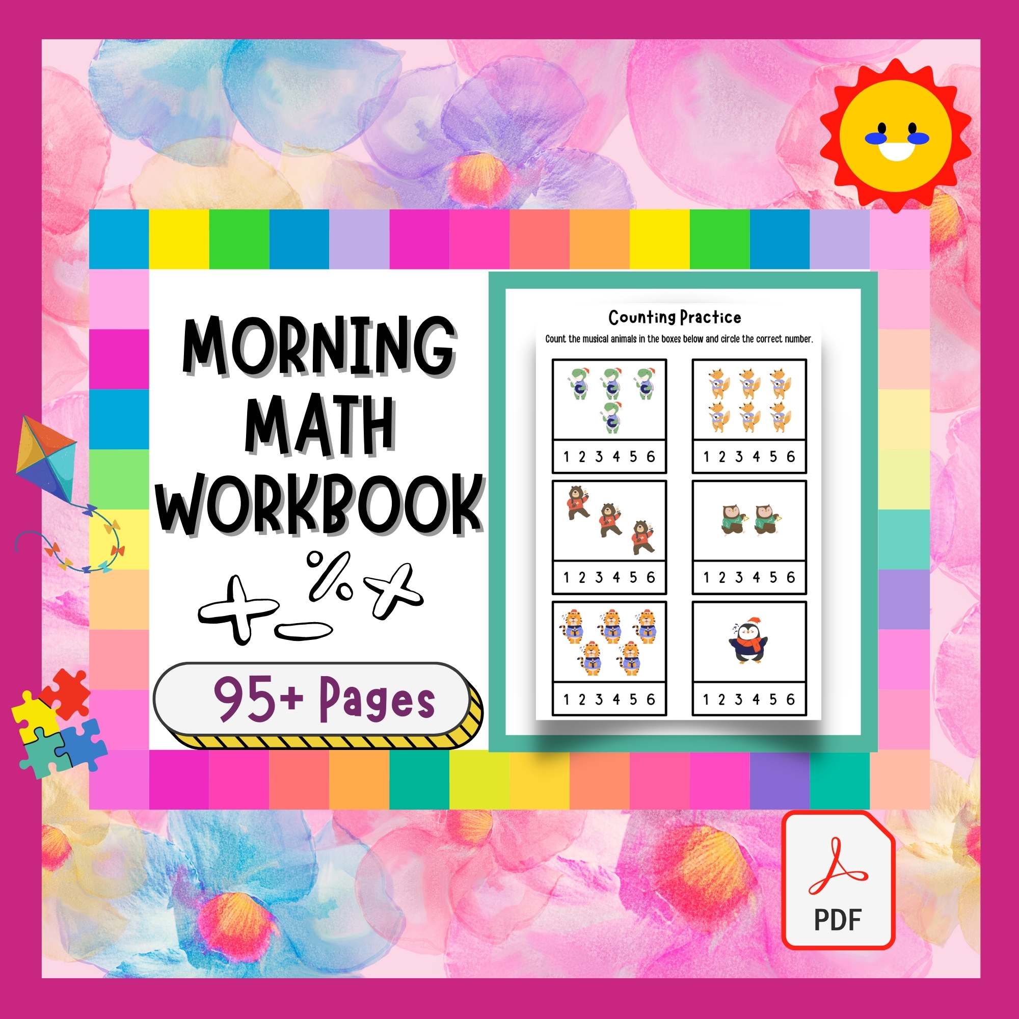 Morning Math Activities For Kids - Worksheets for Practicing Skills & Enrichment cover image.