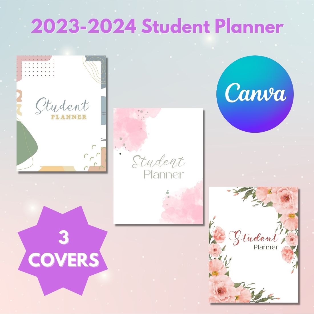 2023-2024 Student Planner - Canva Template preview image.