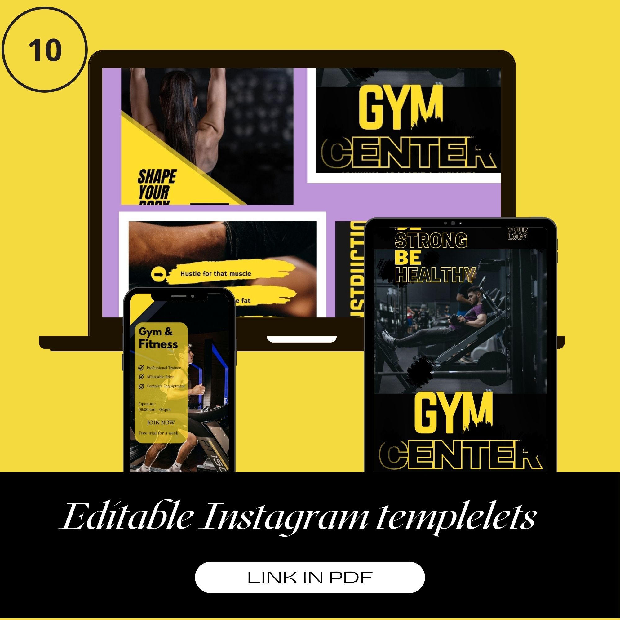 Instagram fitness gym templates preview image.