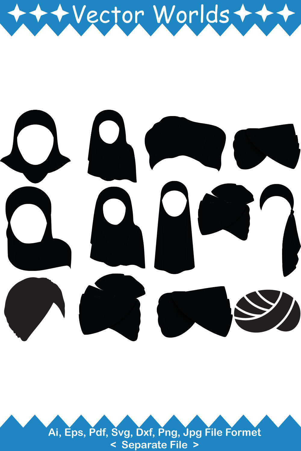 Set Of Turban SVG Vector Design pinterest preview image.