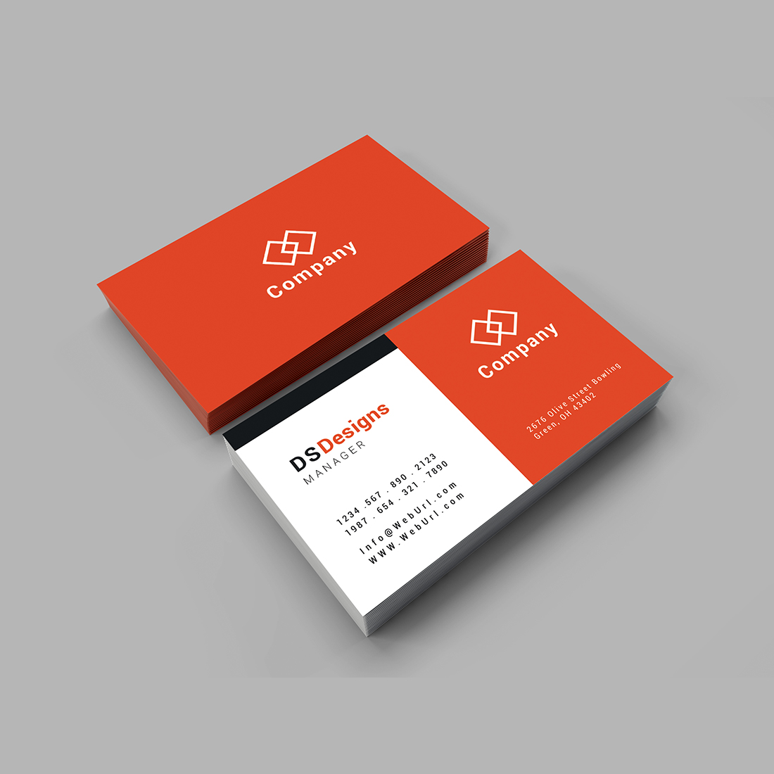 Simple and profressional business card design preview image.